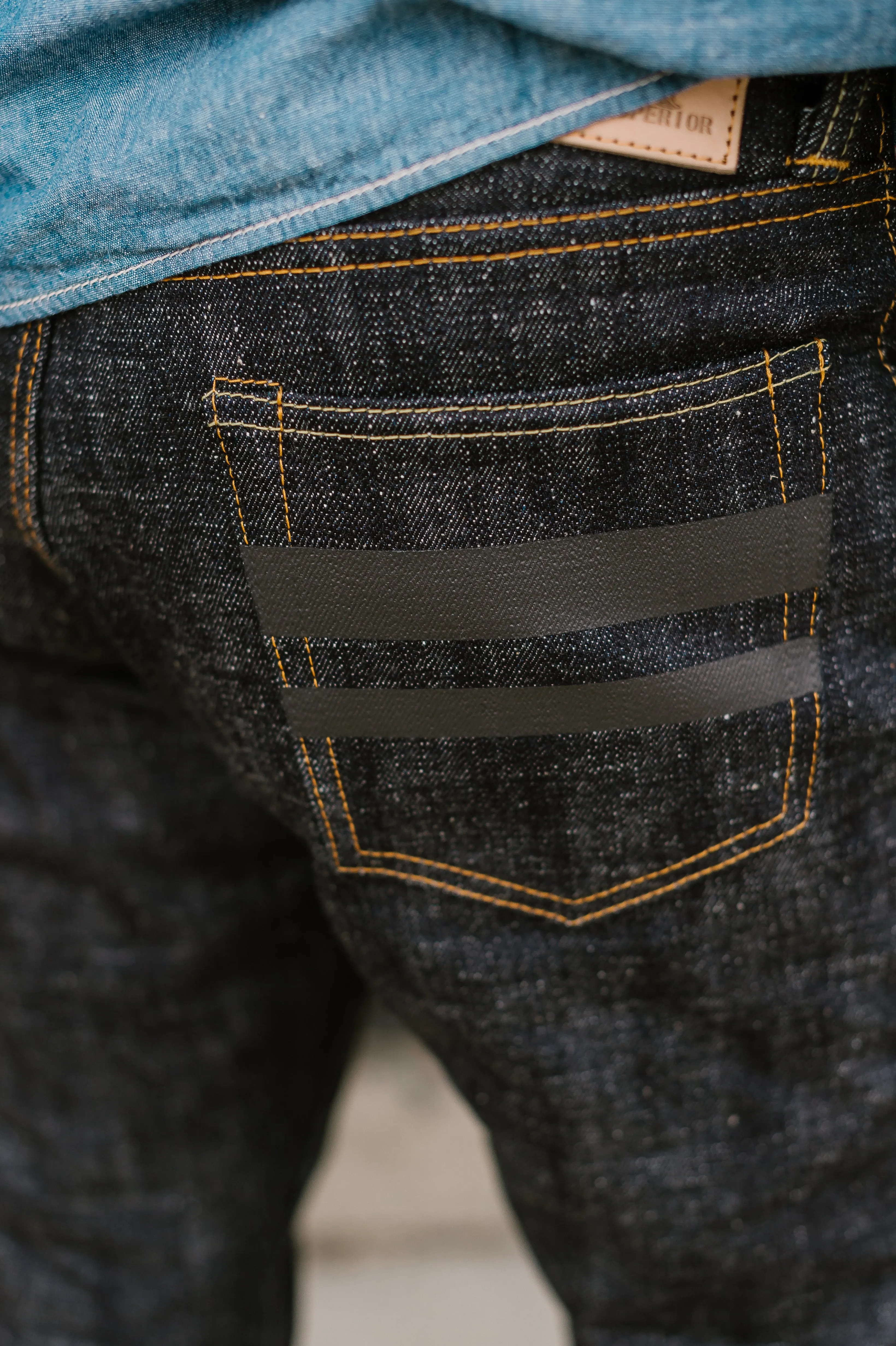 16oz - Texture Selvedge Black Battle Stripes - High Tapered - 0405-82