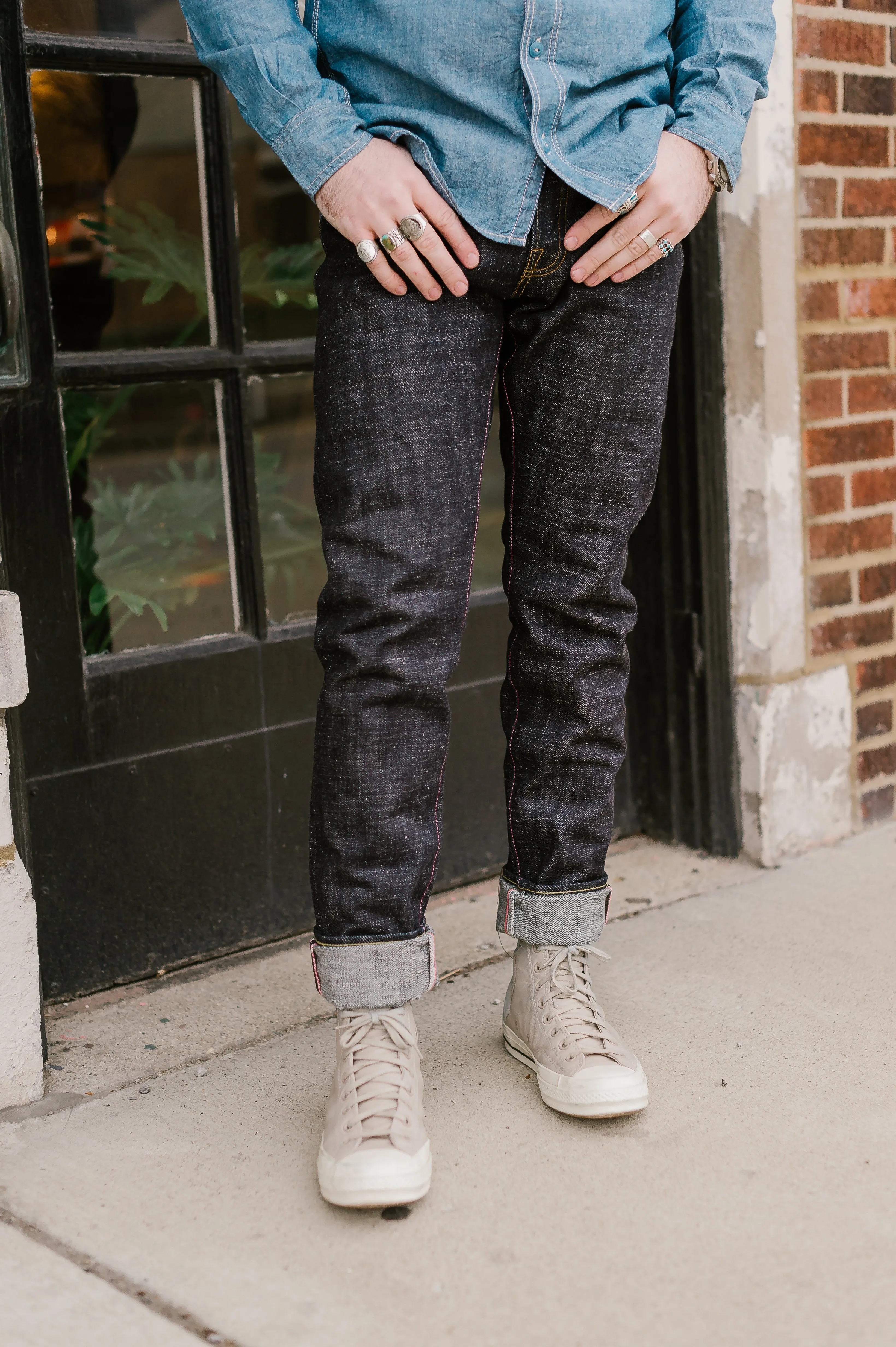 16oz - Texture Selvedge Black Battle Stripes - High Tapered - 0405-82