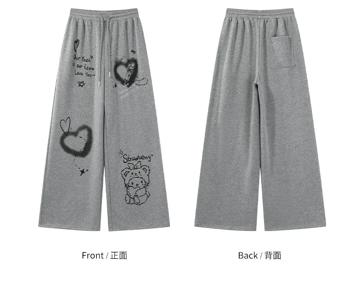 【24s Sep.】Printed Lazy Waist Loose Straight Pants