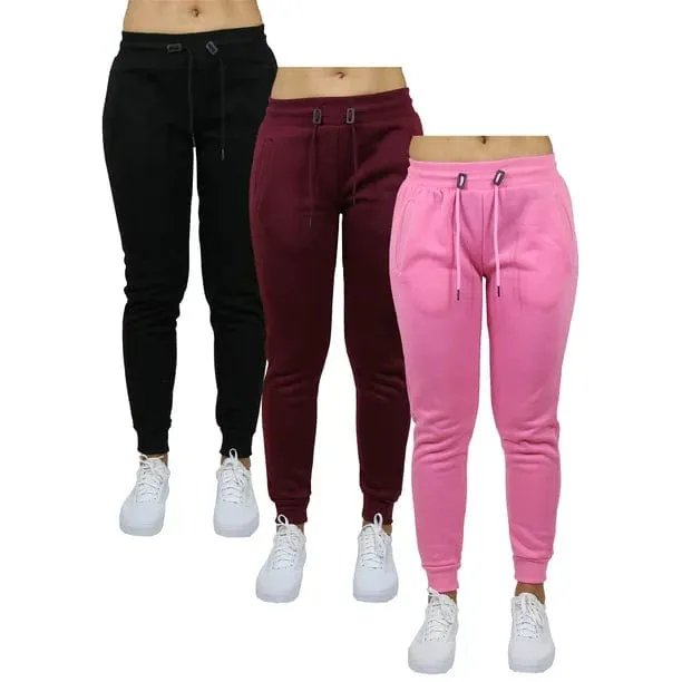 3-Pack Women's Classic Fleece Jogger Sweatpants (Sizes, S-3XL)