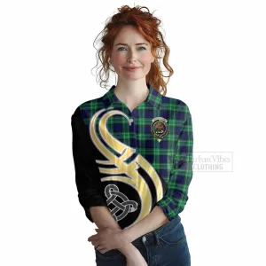 Abercrombie Tartan Women's Casual Shirt with Family Crest and Celtic Symbol Style