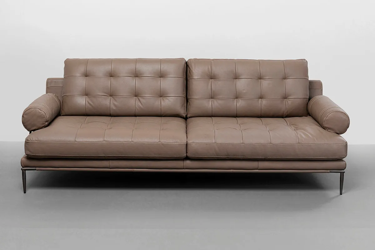 Academy Grey Leather Sofa