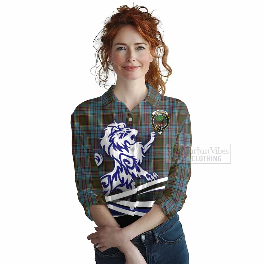 Anderson Tartan Women's Casual Shirt with Alba Gu Brath Regal Lion Emblem