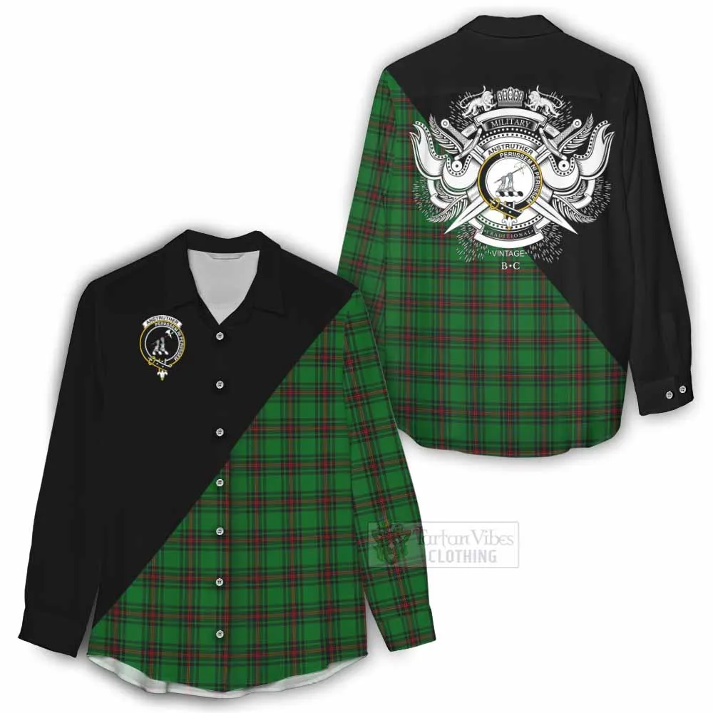 Anstruther Tartan Women's Casual Shirt with Family Crest and Military Logo Style