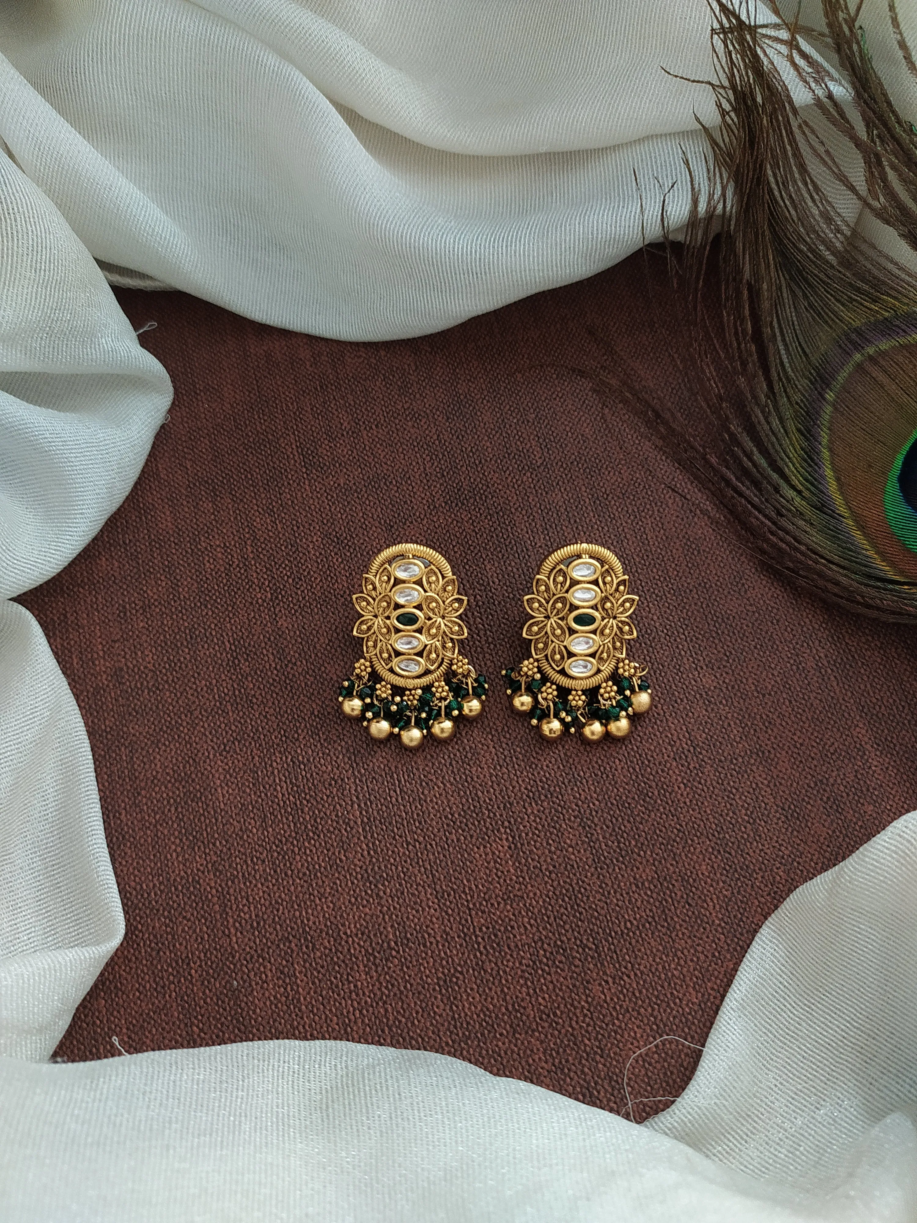 Antique Oval Over-sized Kundan Studs in Various Colors