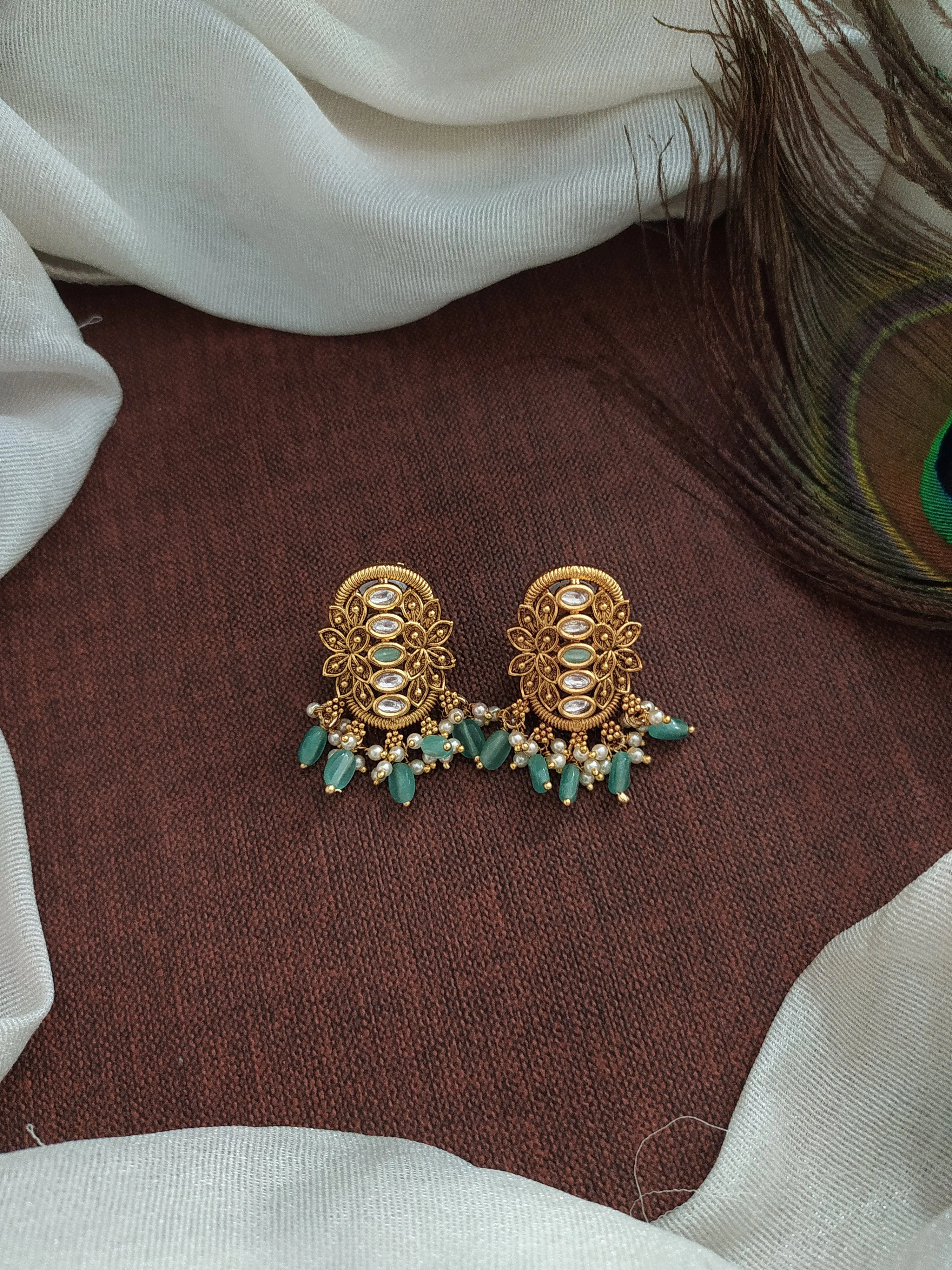 Antique Oval Over-sized Kundan Studs in Various Colors