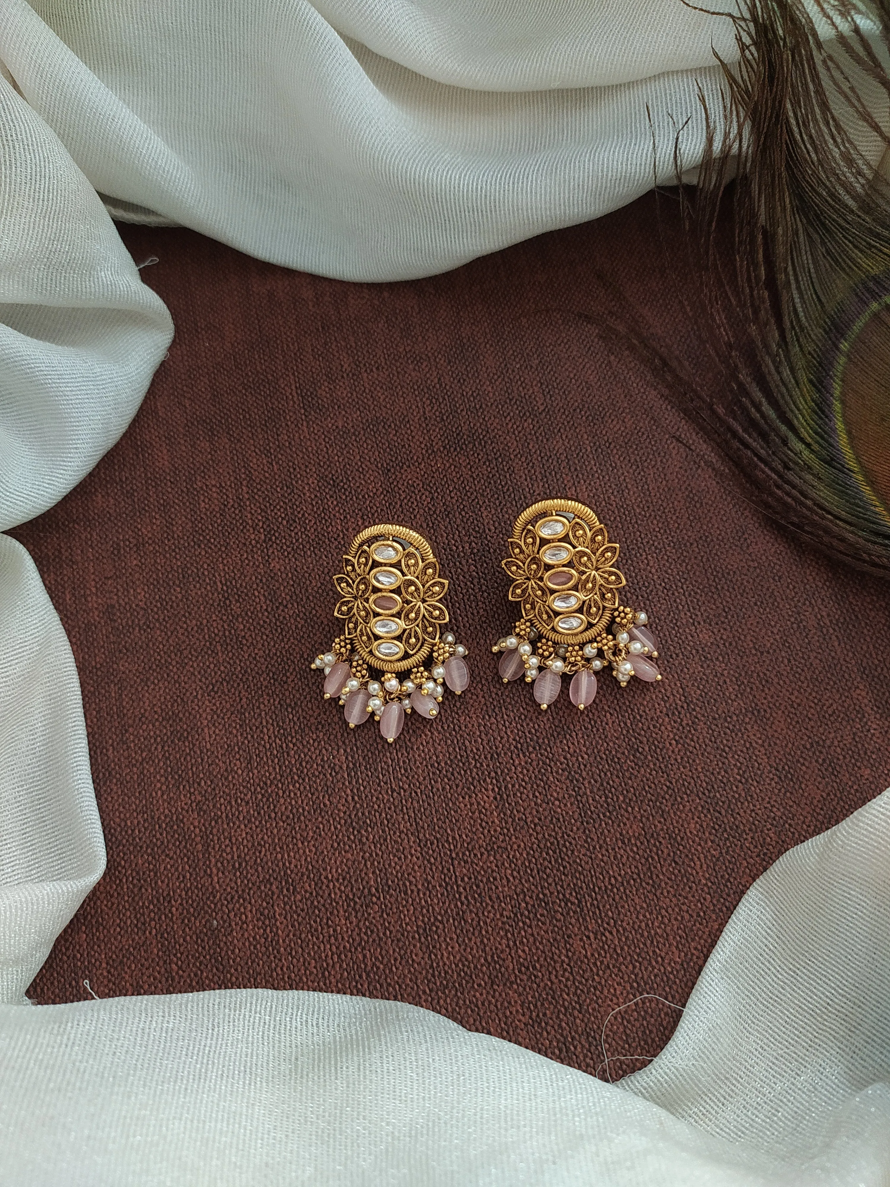 Antique Oval Over-sized Kundan Studs in Various Colors