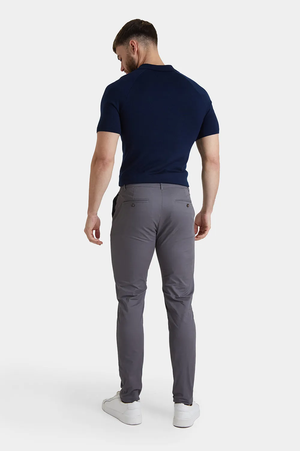 Athletic Fit Cotton Stretch Chino Pants in Dark Grey