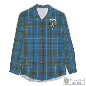 Bain Tartan Women's Casual Shirt with Family Crest