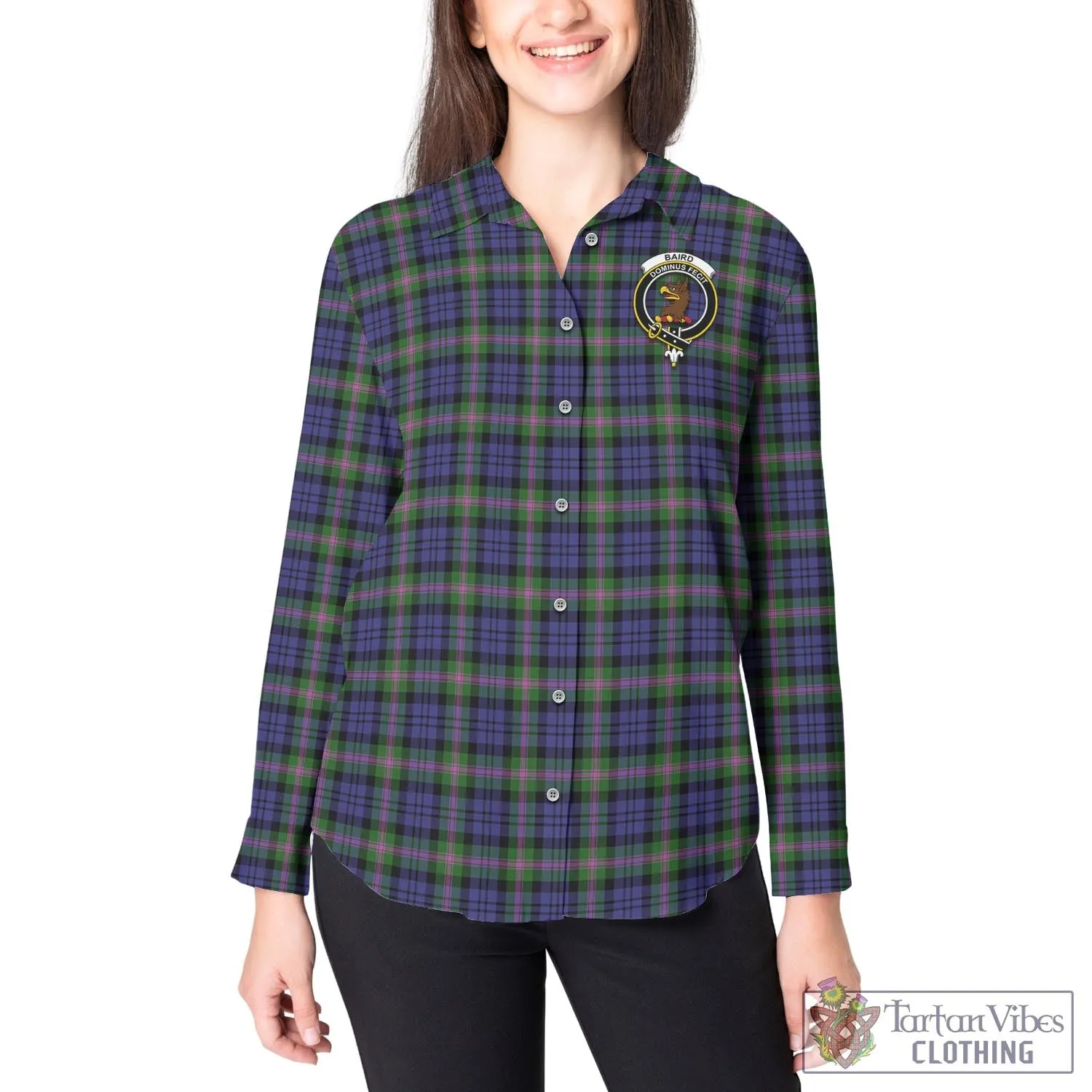 Baird Modern Tartan Women's Casual Shirt with Family Crest