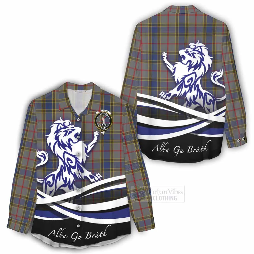 Balfour Tartan Women's Casual Shirt with Alba Gu Brath Regal Lion Emblem