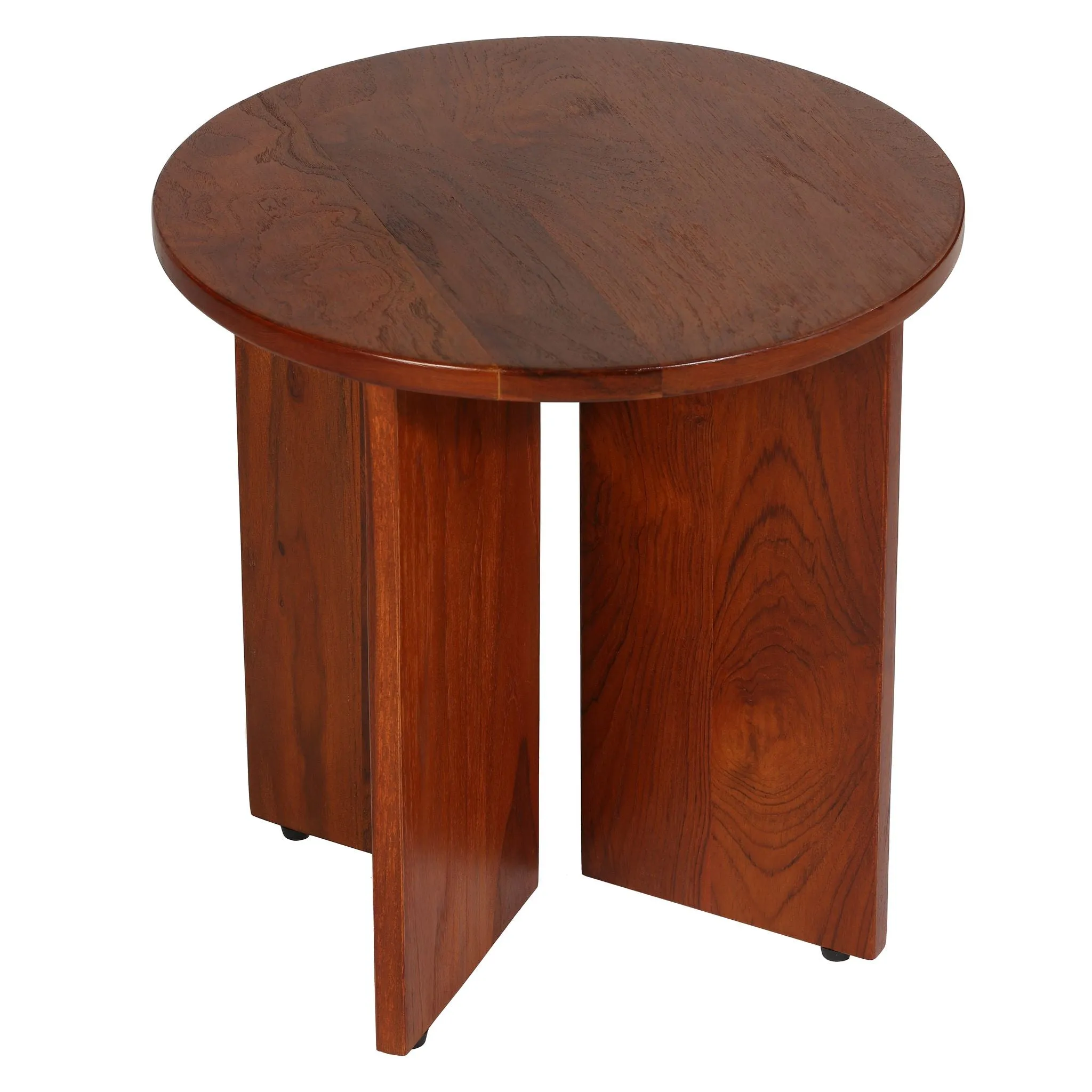 Bare Decor Mares Round Accent Table in Solid Teak Wood 18x18x18