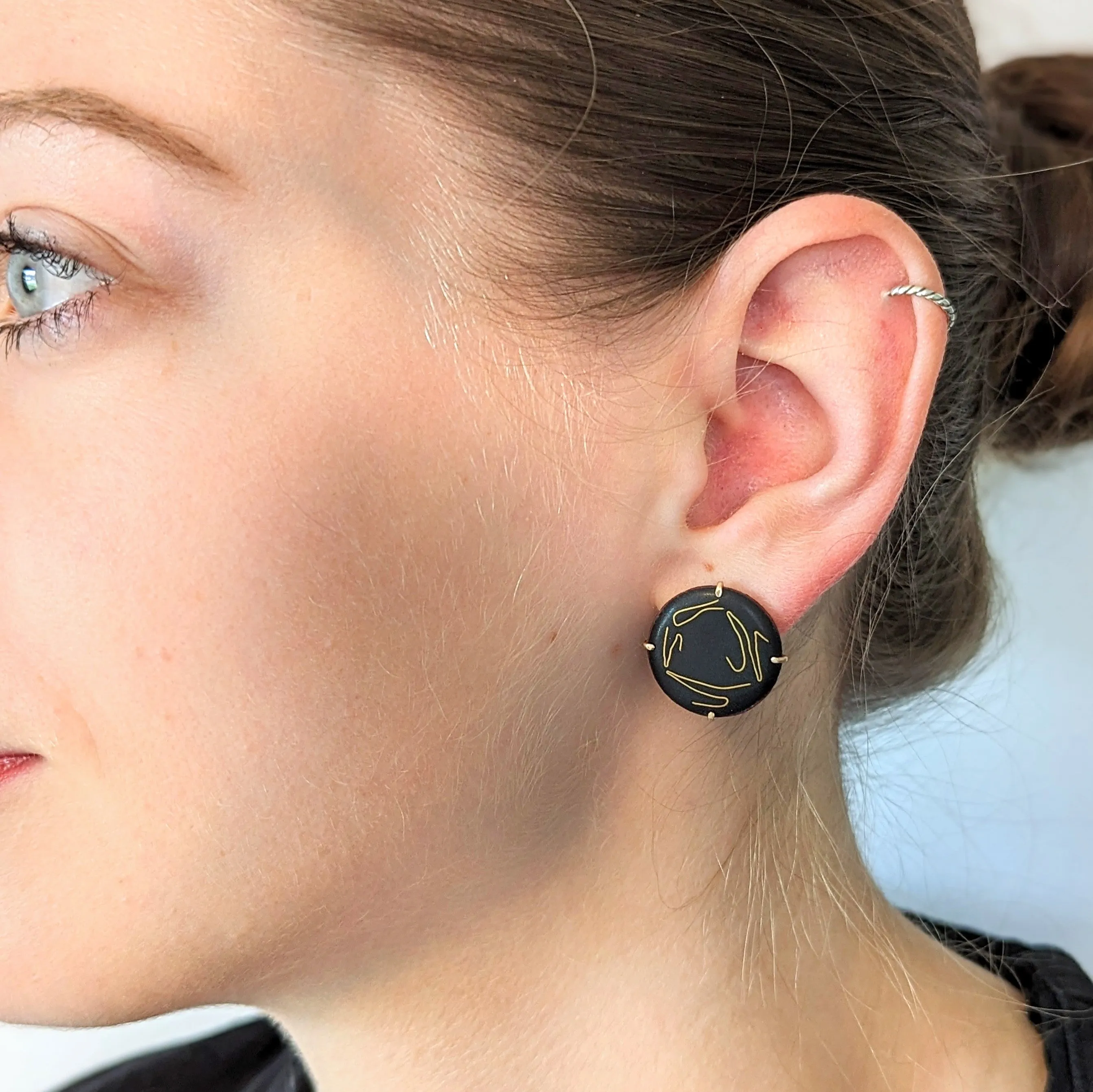 Black and gold Cloisonné Earrings