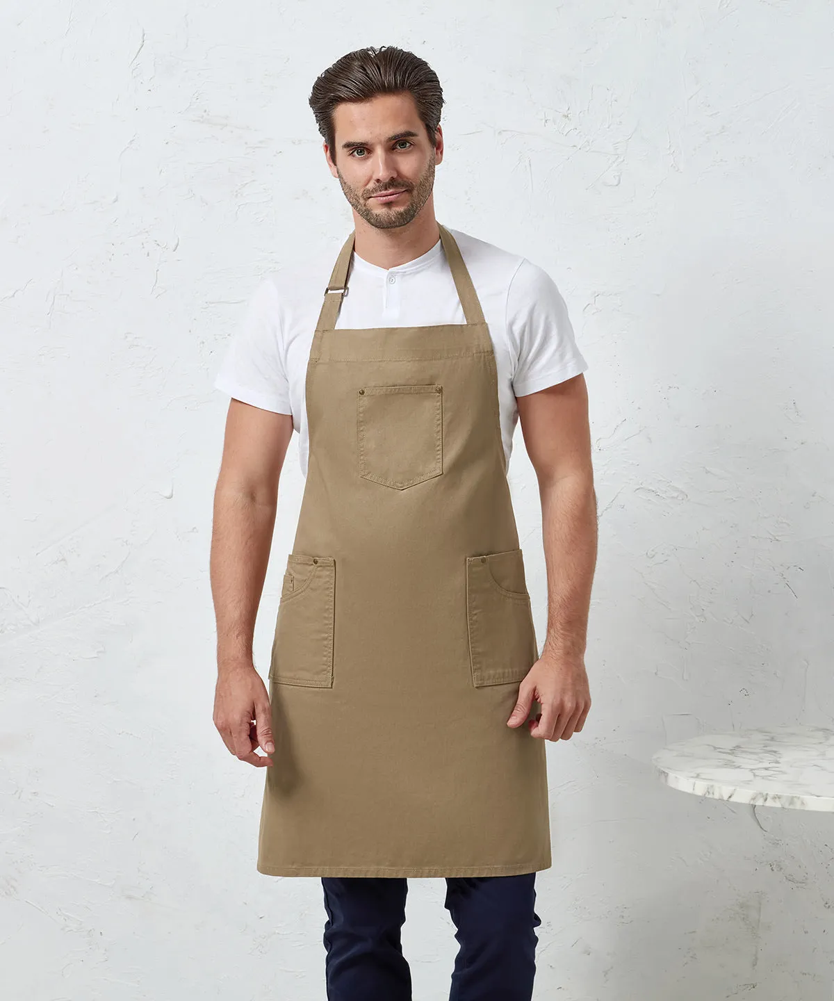 Black - Chino cotton bib apron