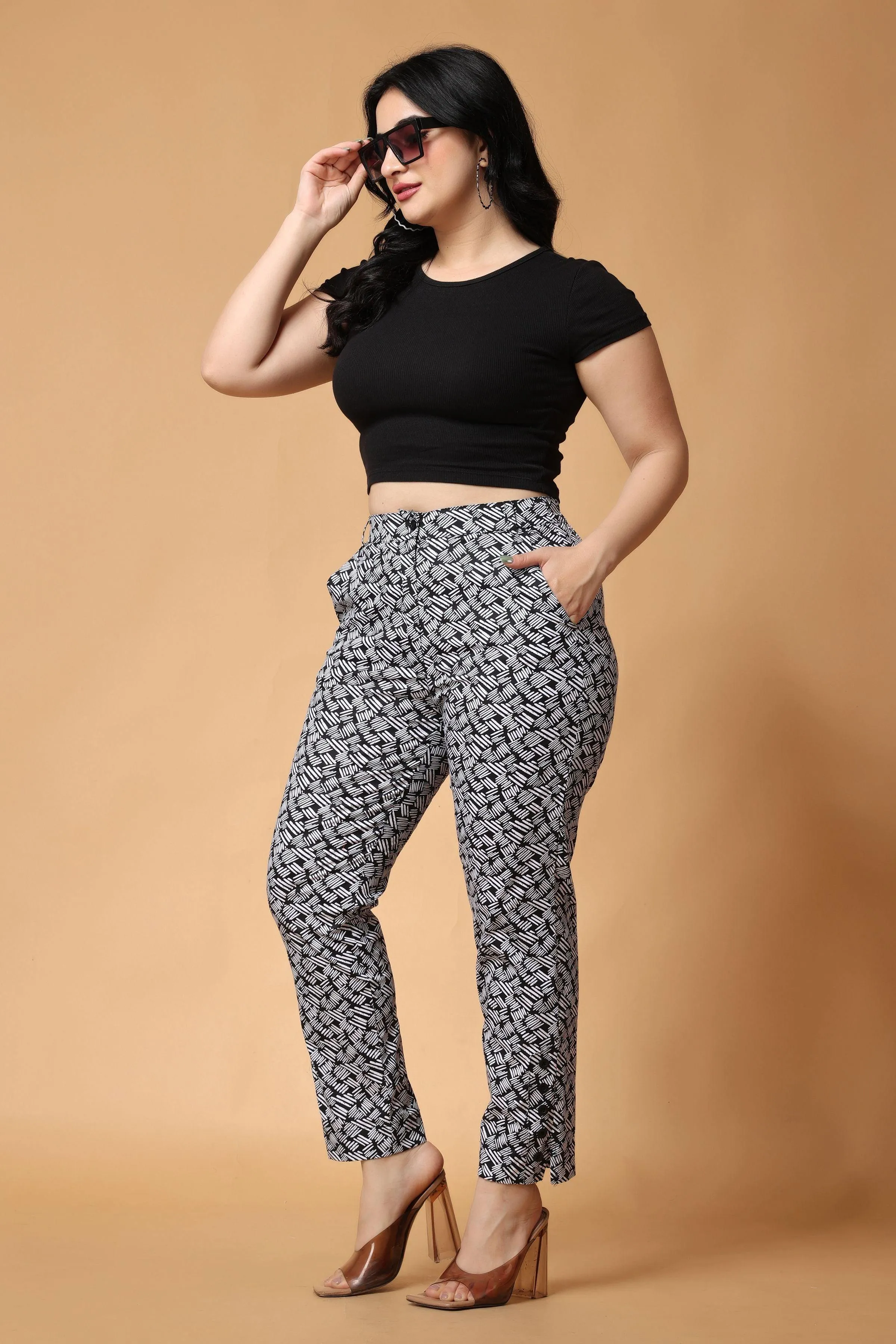 Black Dash Printed Pants