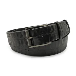 Black Supple Vintage Mock Croc Roller Belt