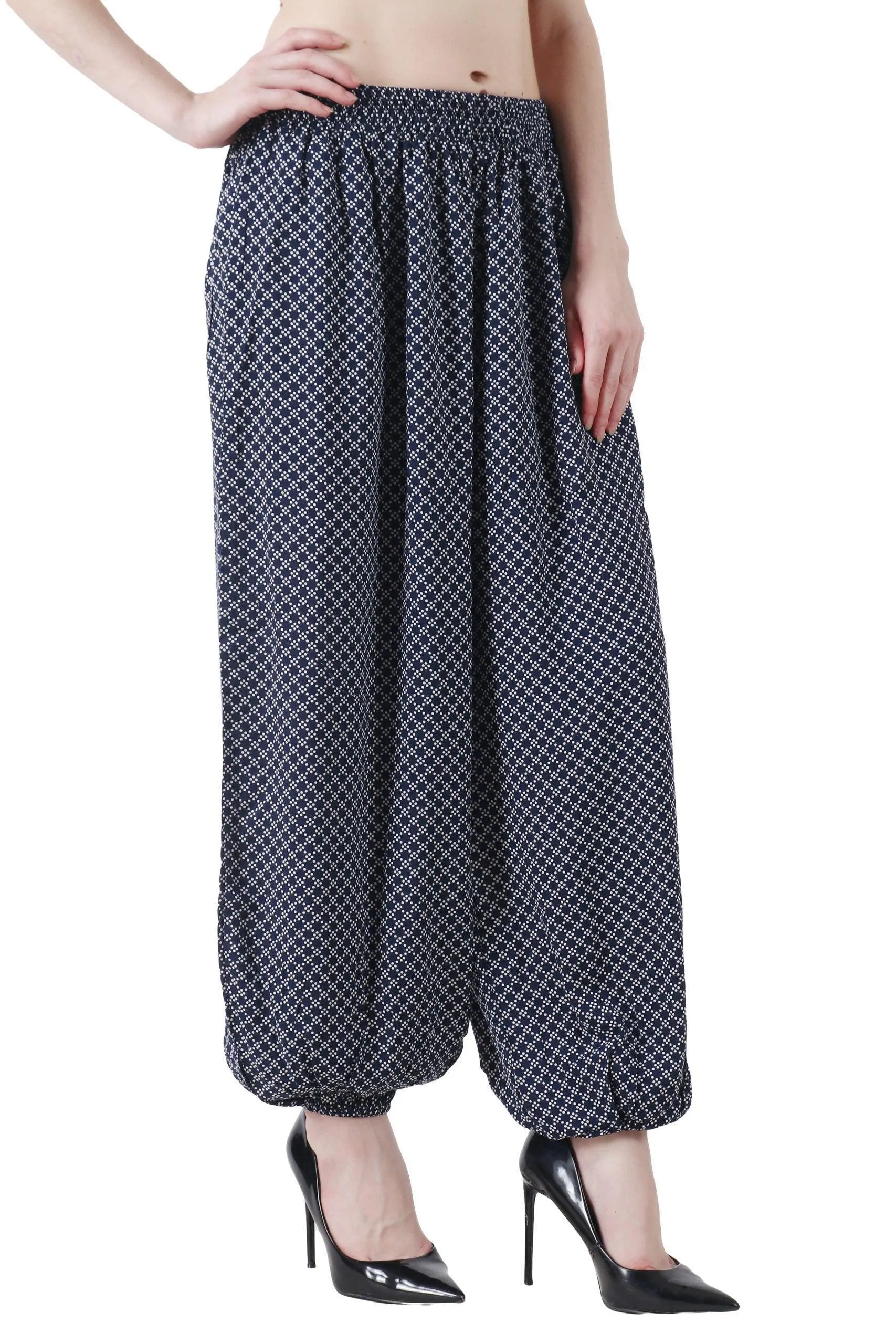 Blue Dots Printed Harem Pants