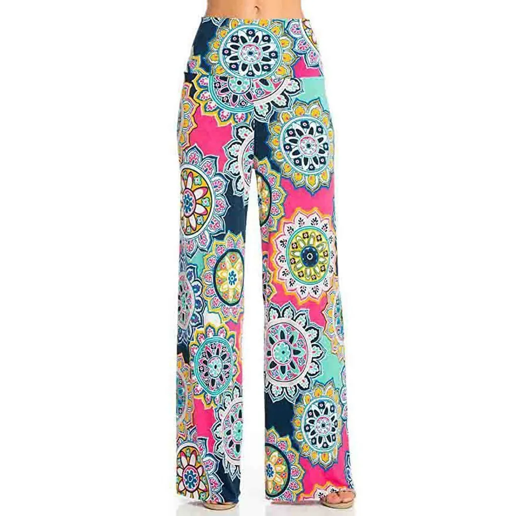 Bohemian Printed Wide Waist Casual Comfortable Wide Leg Yoga Pants