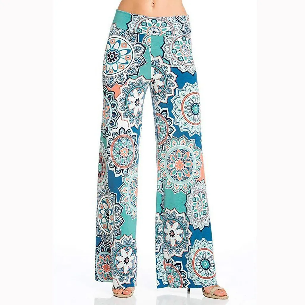 Bohemian Printed Wide Waist Casual Comfortable Wide Leg Yoga Pants