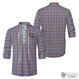 Boswell Tartan Men's Scottish Traditional Jacobite Ghillie Kilt Shirt with Family Crest