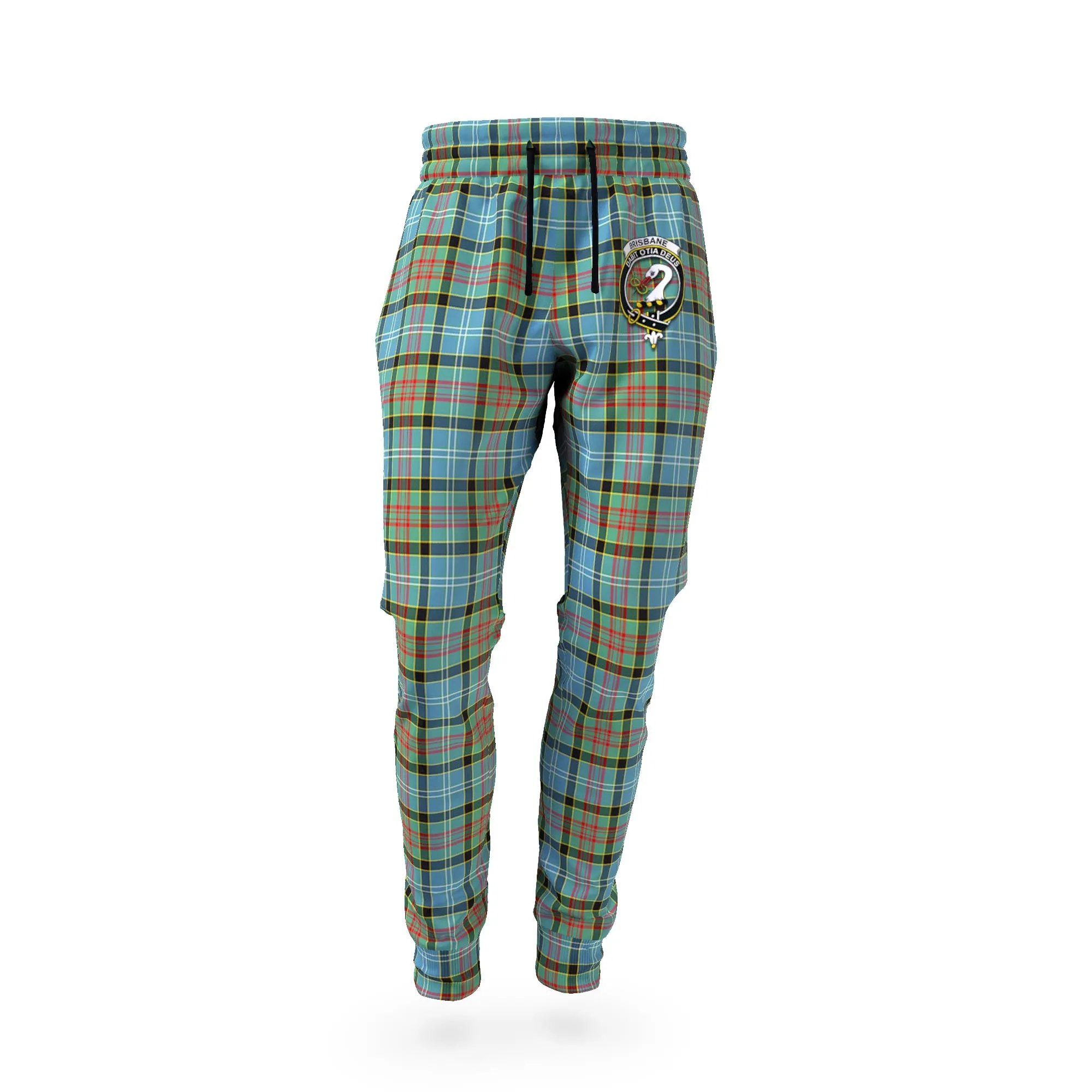 Brisbane Tartan Joggers Pants with Family Crest