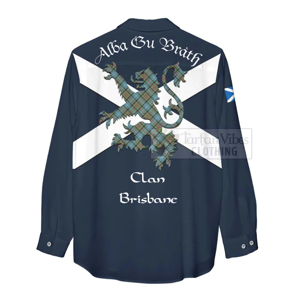 Brisbane Tartan Lion Rampant Women's Casual Shirt Proudly Display Your Heritage with Alba Gu Brath and Clan Name