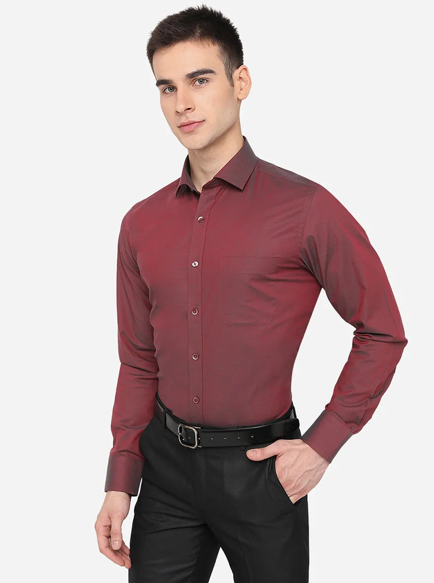 Brown Solid Slim Fit Formal Shirt | Metal