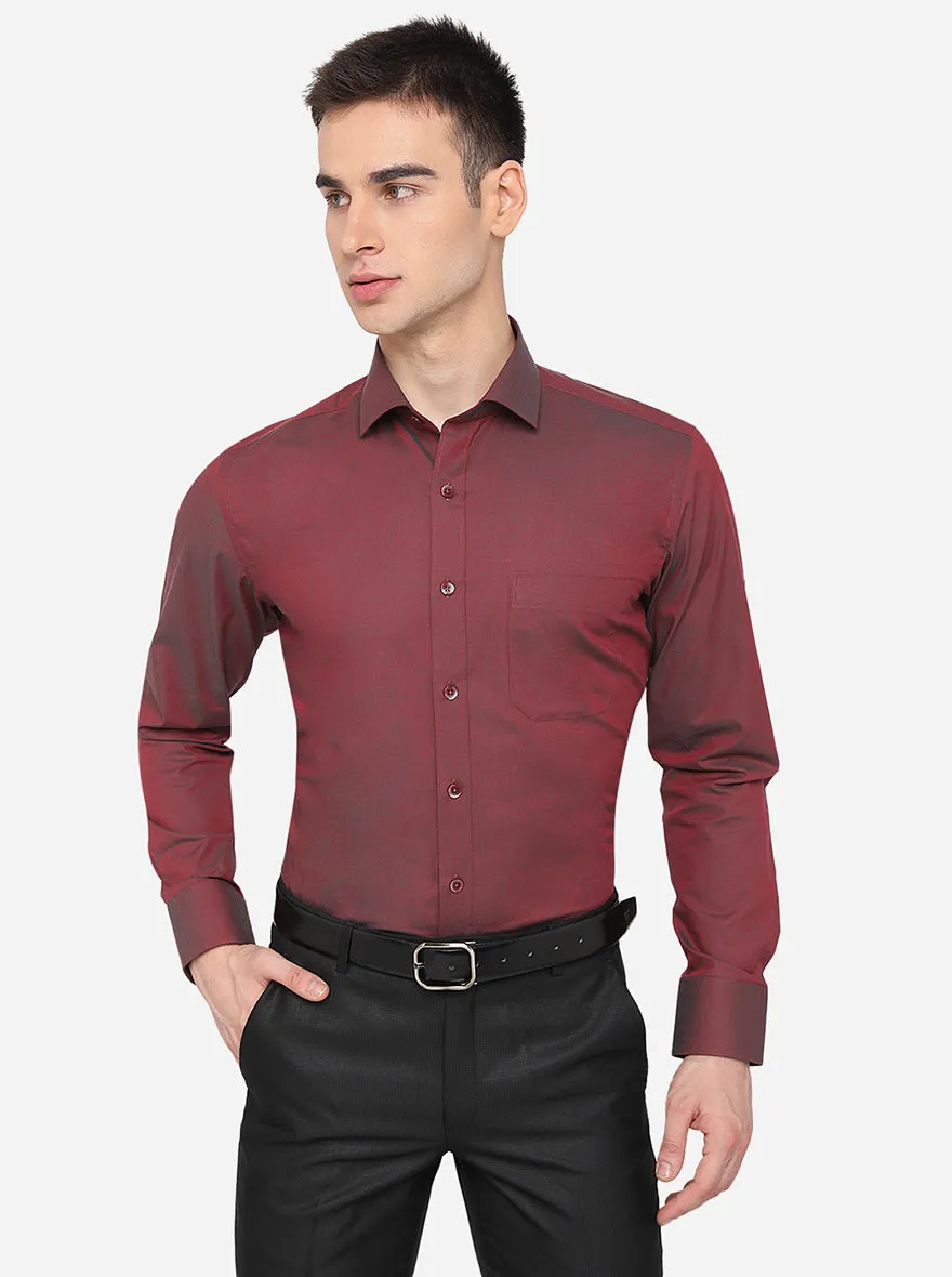 Brown Solid Slim Fit Formal Shirt | Metal