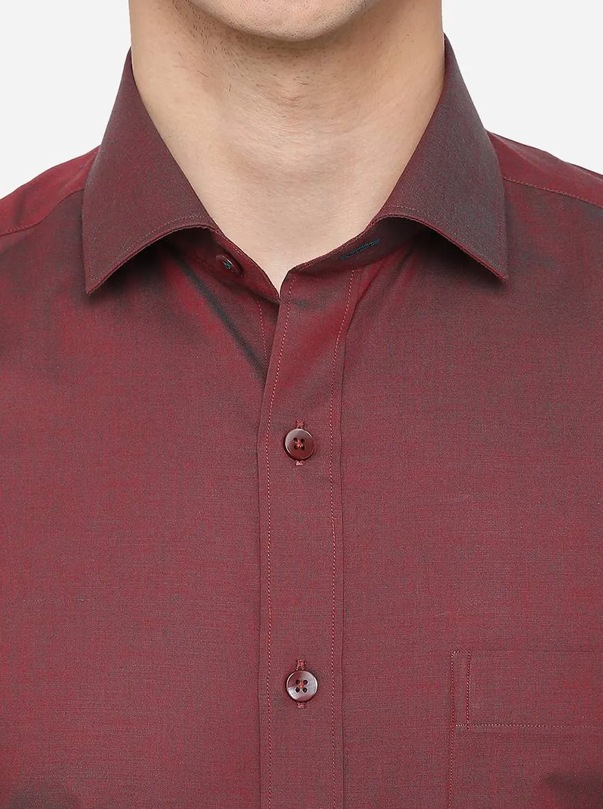 Brown Solid Slim Fit Formal Shirt | Metal