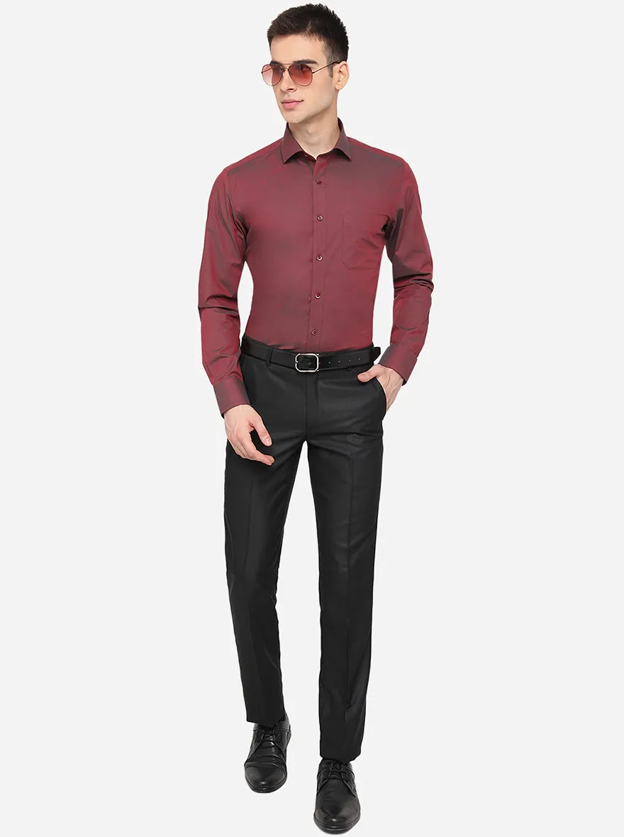 Brown Solid Slim Fit Formal Shirt | Metal