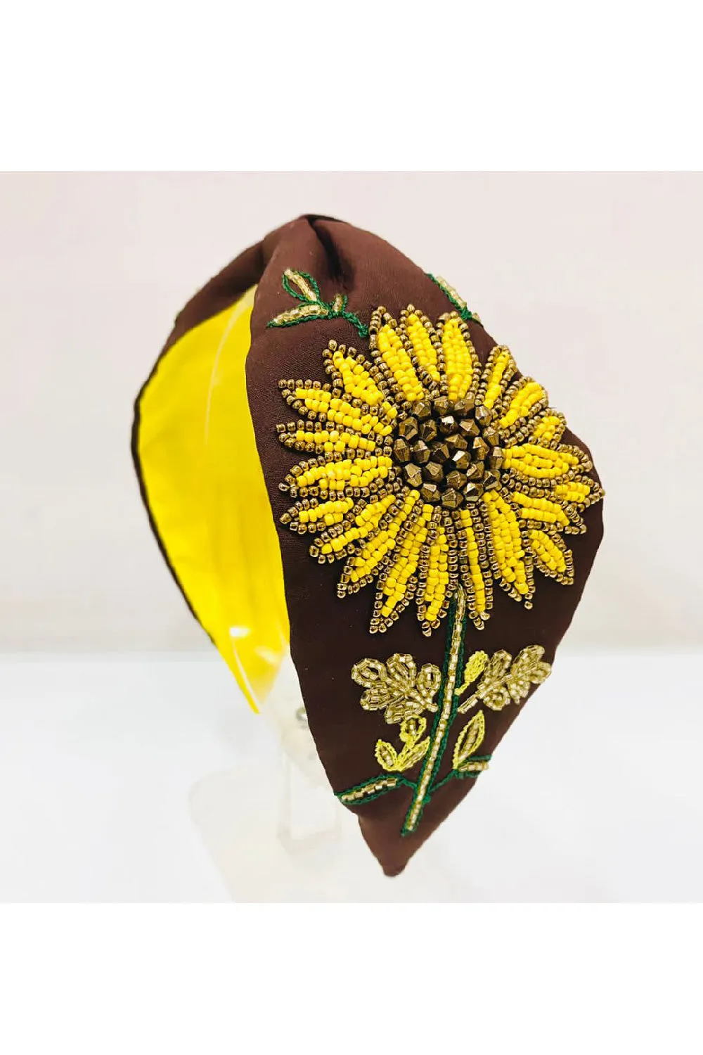 Brown Sunflower Embroidered Hairband