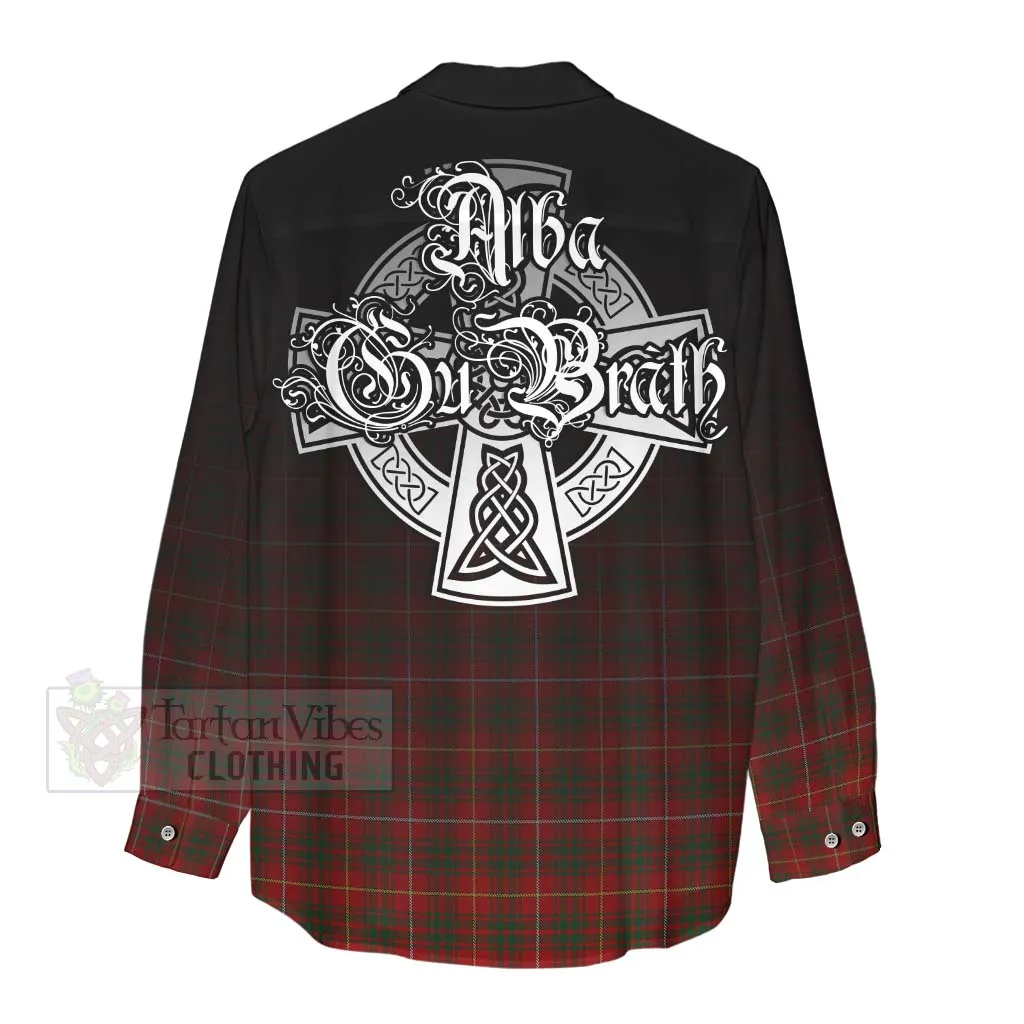 Bruce Tartan Women's Casual Shirt Featuring Alba Gu Brath Family Crest Celtic Inspired