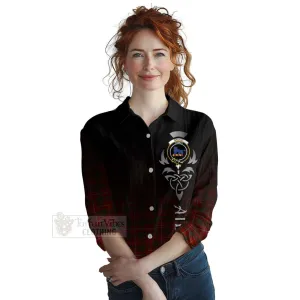 Bruce Tartan Women's Casual Shirt Featuring Alba Gu Brath Family Crest Celtic Inspired