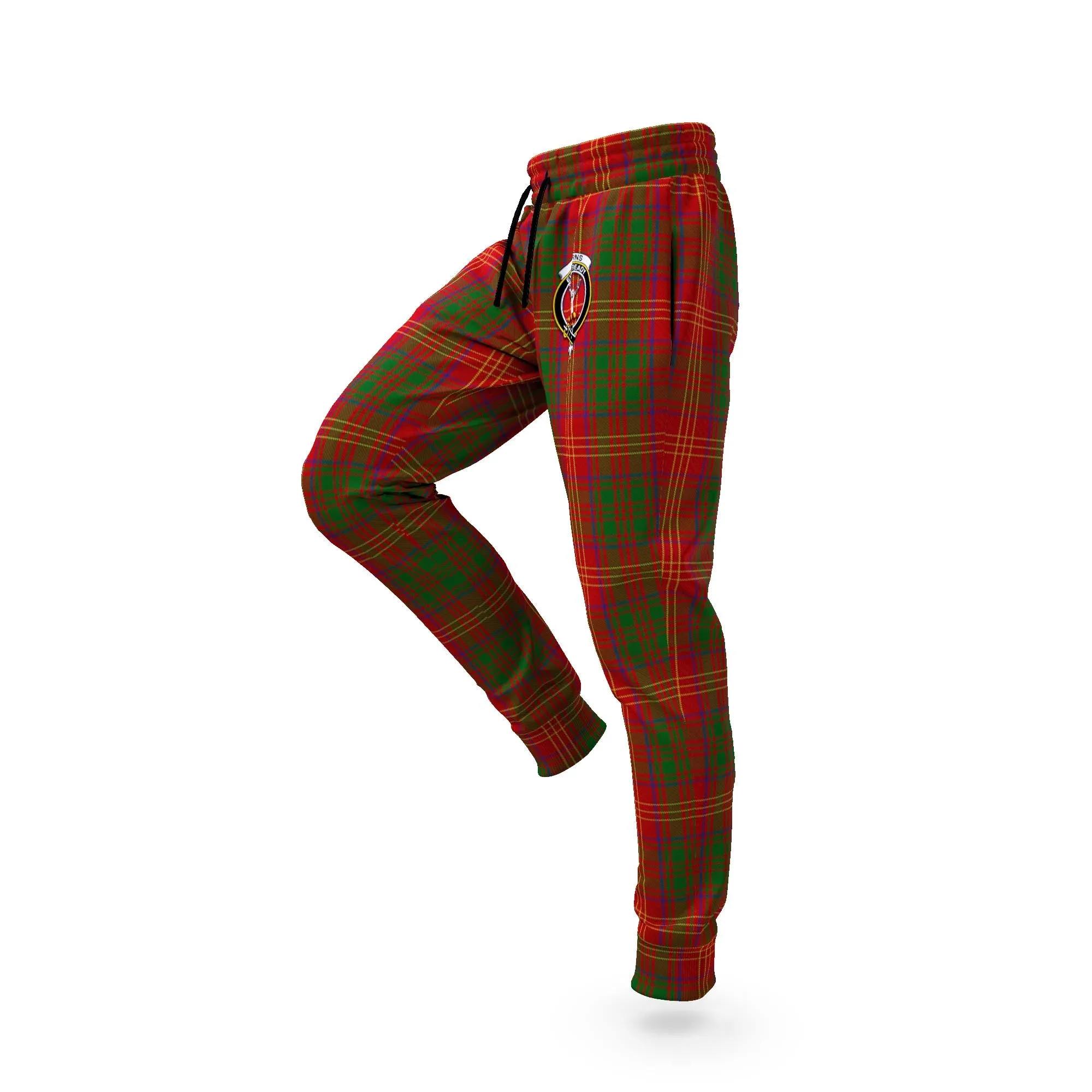 Burns Tartan Joggers Pants with Family Crest