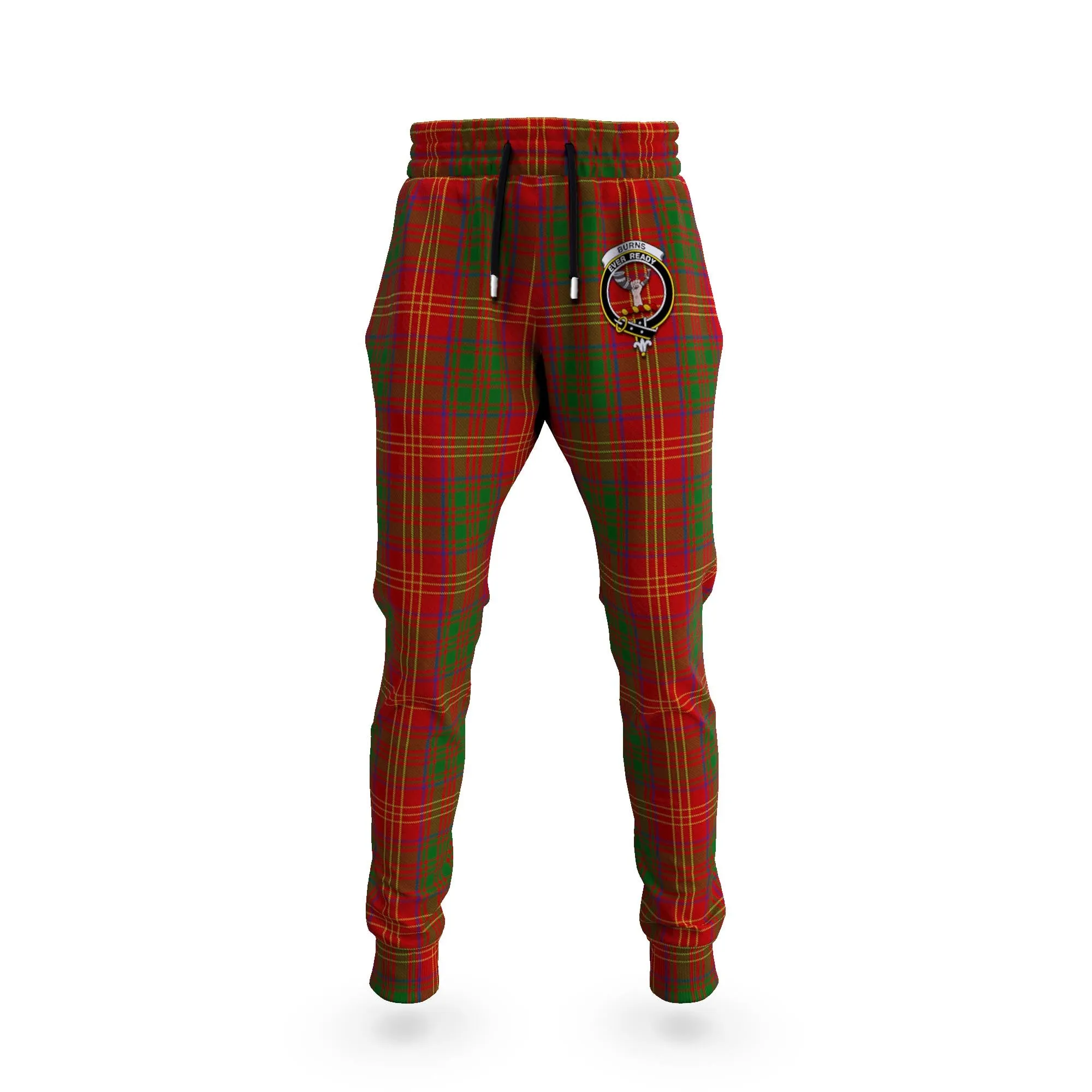 Burns Tartan Joggers Pants with Family Crest