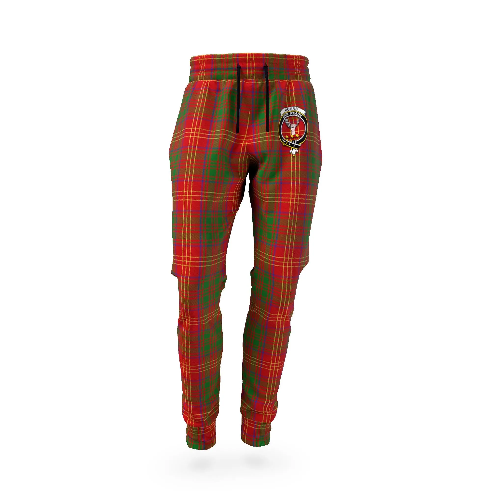 Burns Tartan Joggers Pants with Family Crest