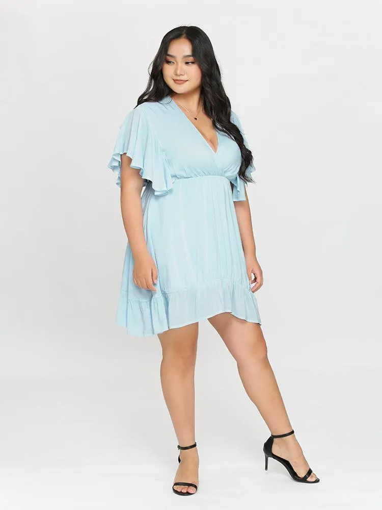 Butterfly Sleeve Flounce Dress