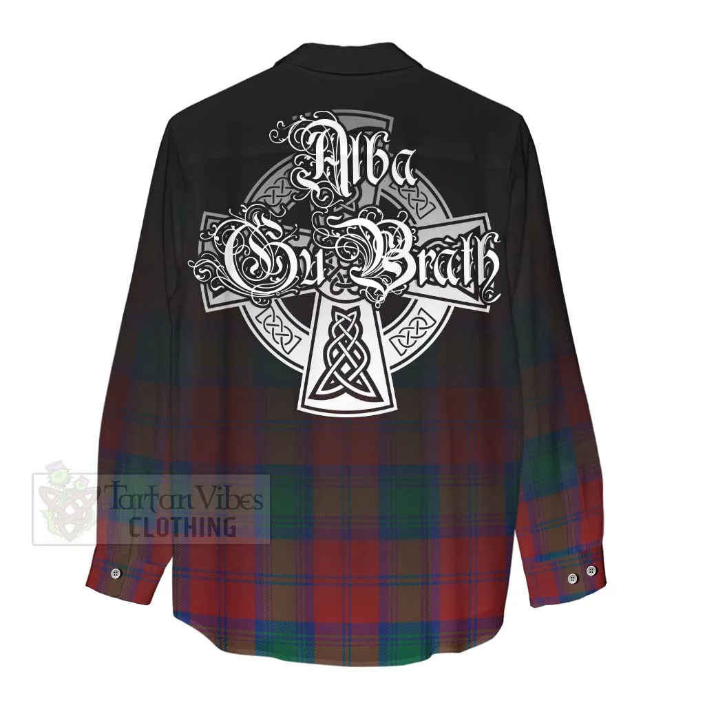 Byres (Byses) Tartan Women's Casual Shirt Featuring Alba Gu Brath Family Crest Celtic Inspired