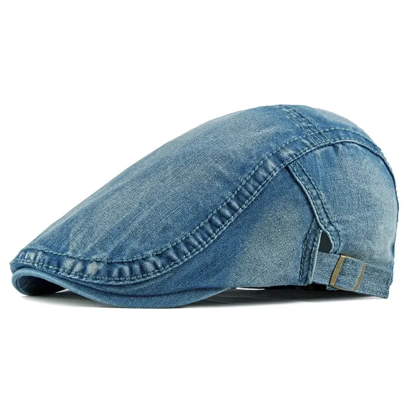 Casual Simple Washed Denim Flat Cap