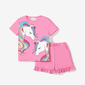 Casual Unicorn Pattern Pajama Set - Kids Girl (2Pcs)