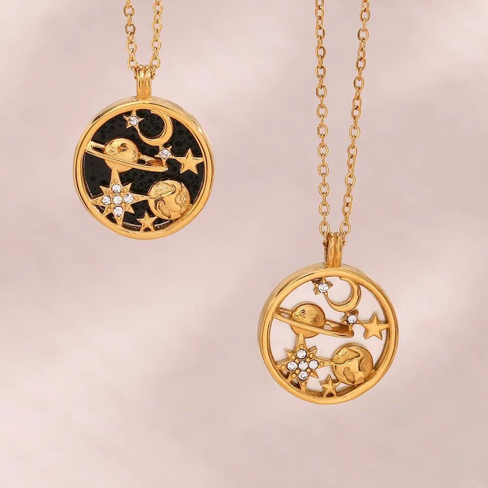 Celestial Design Gold-Plated Pendant Necklace – Jewelry for Women