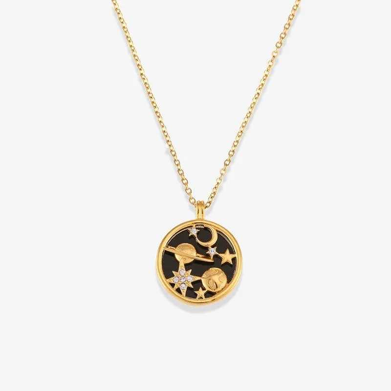 Celestial Design Gold-Plated Pendant Necklace – Jewelry for Women