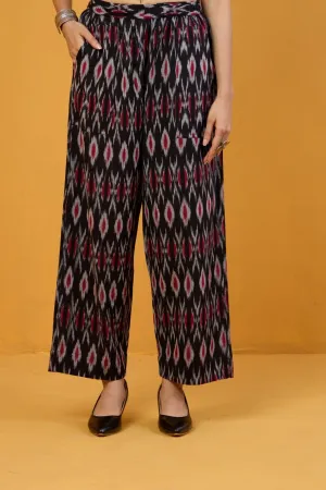 comfort fit cotton pants - black red ikat