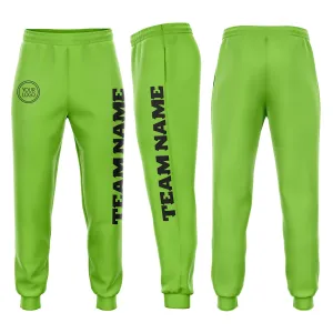 Custom Neon Green Black Fleece Jogger Sweatpants