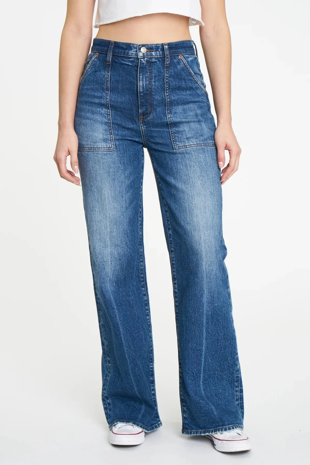 Daze Denim | Far Out Wide Leg Utility Jeans | Medium Wash