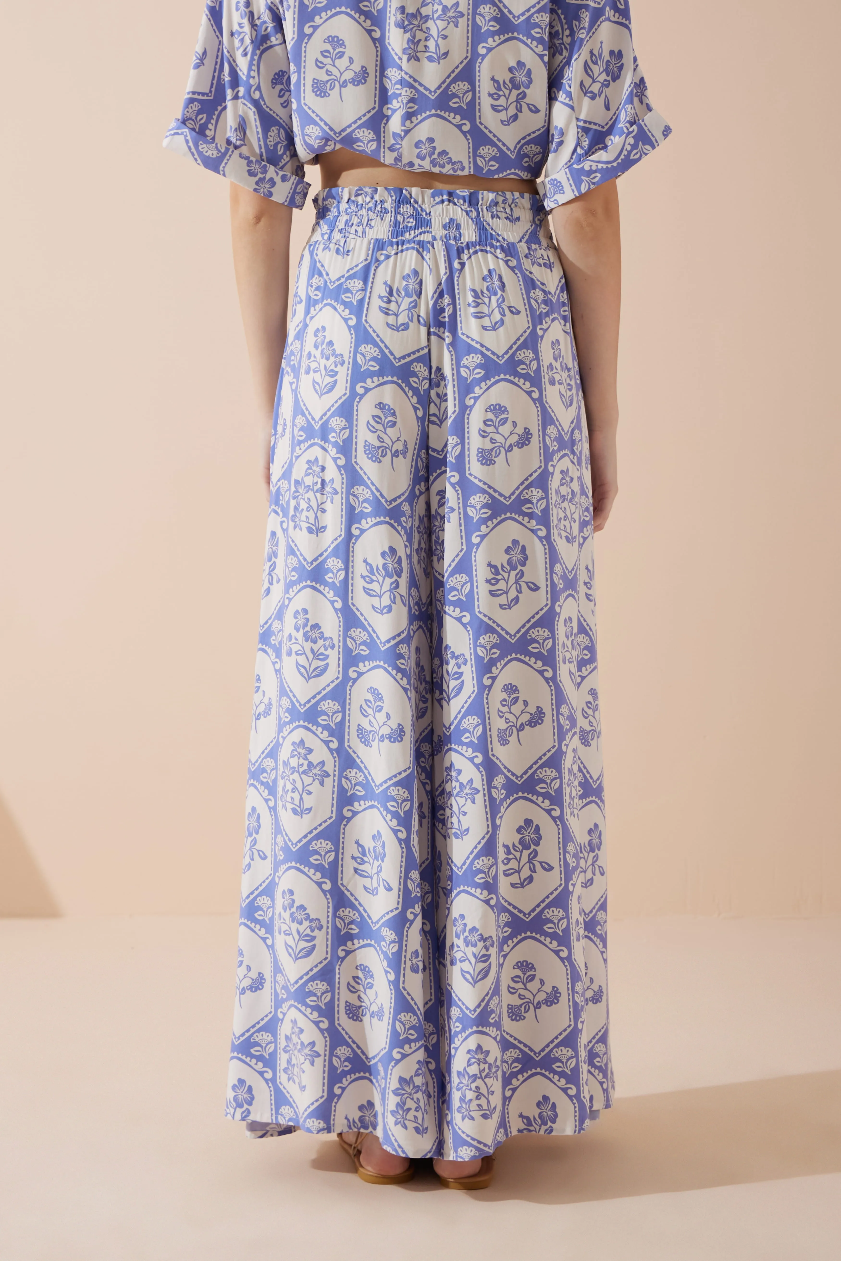 Delilah Blue Floral Wide Leg Pants