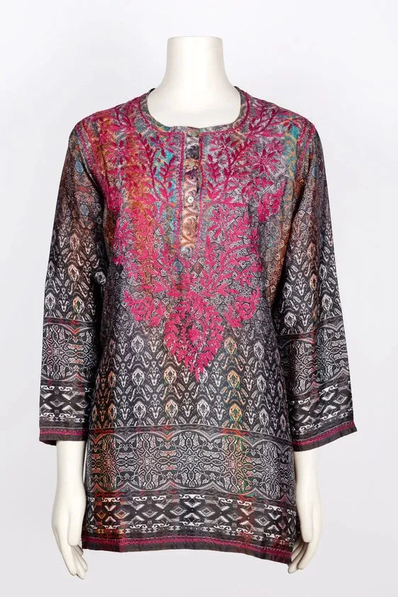 Dolma Embroidred Tunic Charcoal Grey