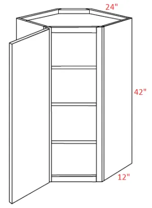 EB02-CW2442 Elegant Smokey Gray Assembled 24x42 Wall Diagonal Corner Cabinet