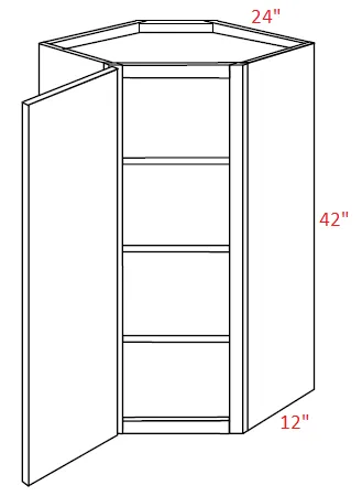 EB02-CW2442 Elegant Smokey Gray Assembled 24x42 Wall Diagonal Corner Cabinet