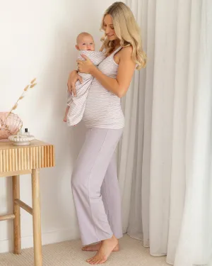 Elara Maternity & Nursing 3-Piece Set in Lavender Stripe